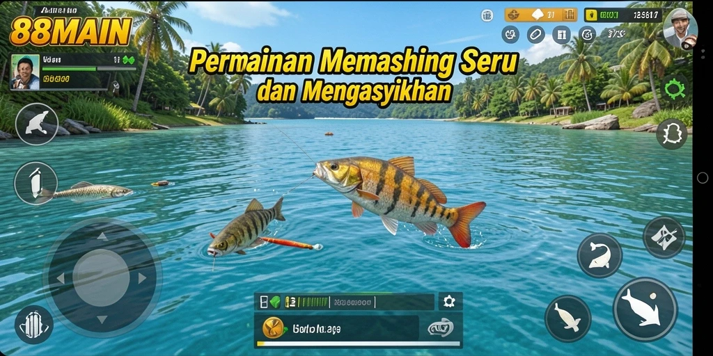 Gameplay seru 88MAIN dengan beragam ikan untuk ditangkap.