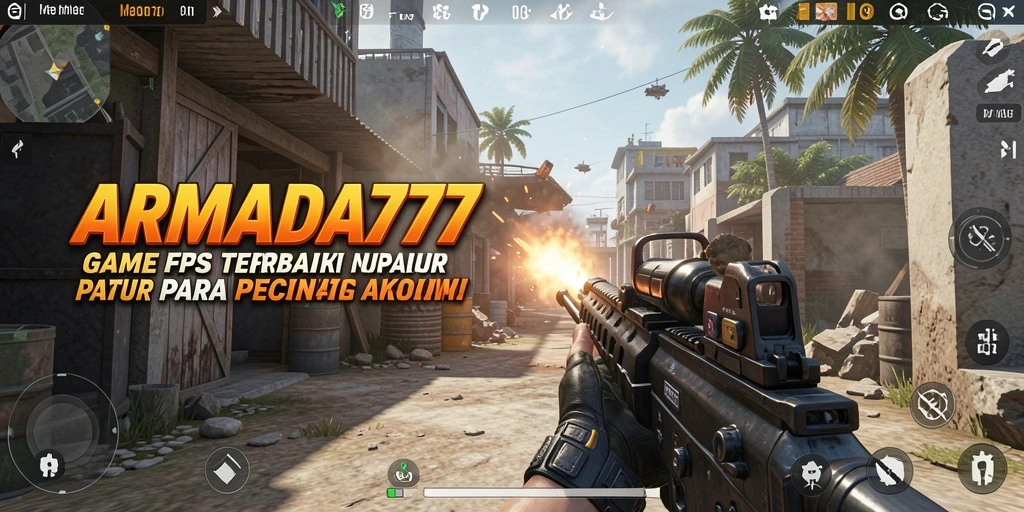 Screenshot gameplay ARMADA777 menampilkan pertempuran intens di medan perang.