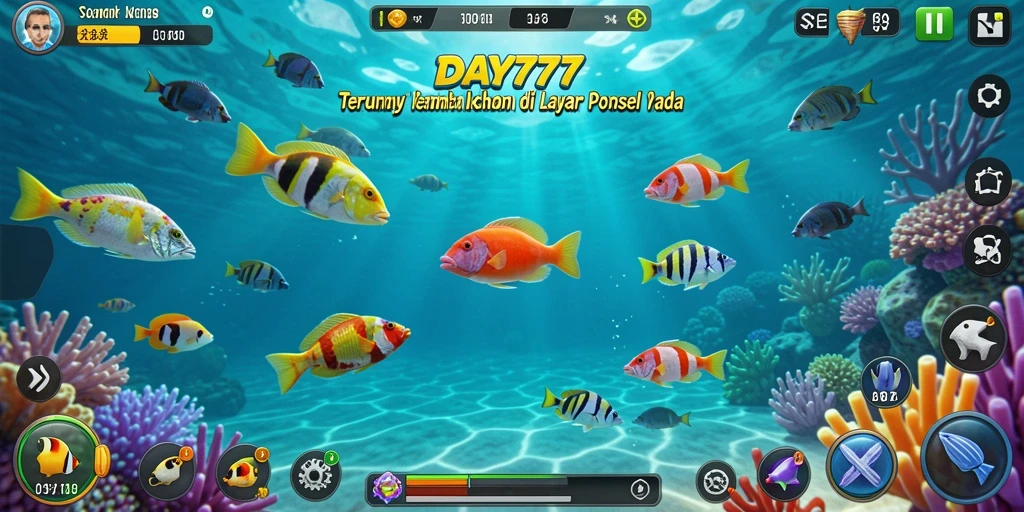 Screenshot utama DAY777 menampilkan serunya gameplay Tembak Ikan.