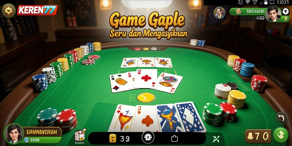 Tampilan gameplay KEREN77 dengan suasana bermain Gaple yang seru.