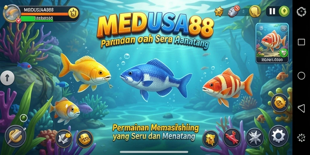 Tampilan menarik dari gameplay MEDUSA88 saat memancing di lautan.