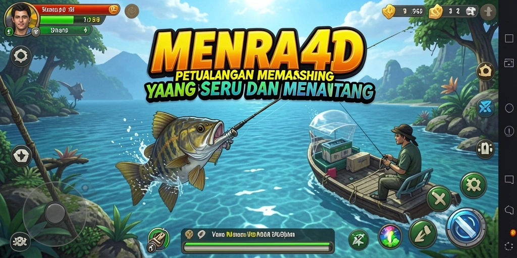 Tampilan gameplay MENARA4D yang menarik dan mengasyikkan saat memancing.