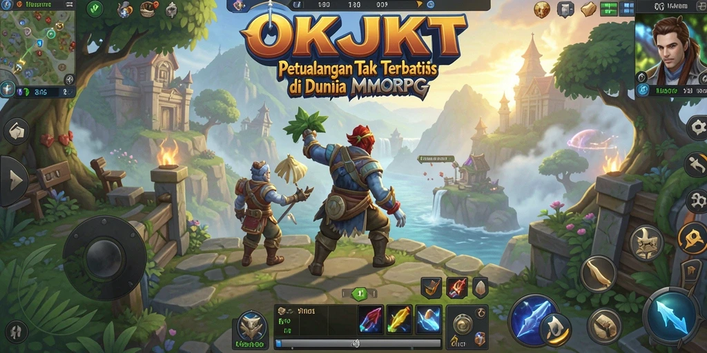 Screenshot gameplay OKJKT menampilkan pertarungan seru antara pemain dan monster.