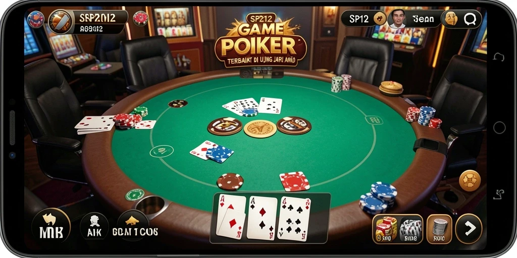 Tampilan menarik dari gameplay poker di SP212 yang mendebarkan.