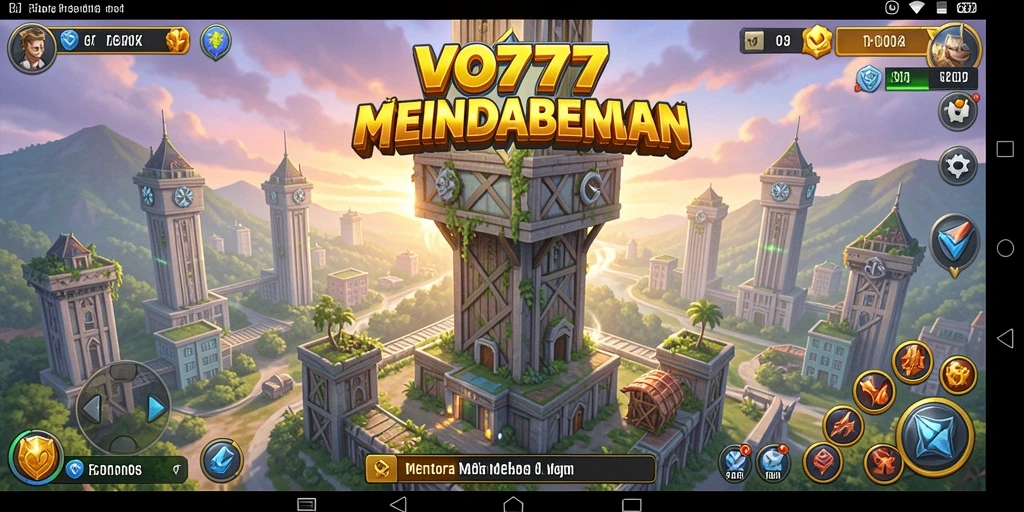 Screenshot gameplay VO777 menampilkan menara yang siap menghadapi gelombang musuh.