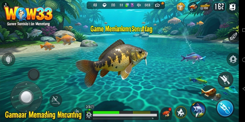 Tampilan gameplay WOW33 yang menampilkan teknik memancing yang menarik.
